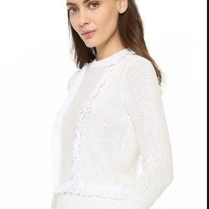 Women’s Gorgeous White CLUB MONACO Cotton Sweater with Fringe Detail